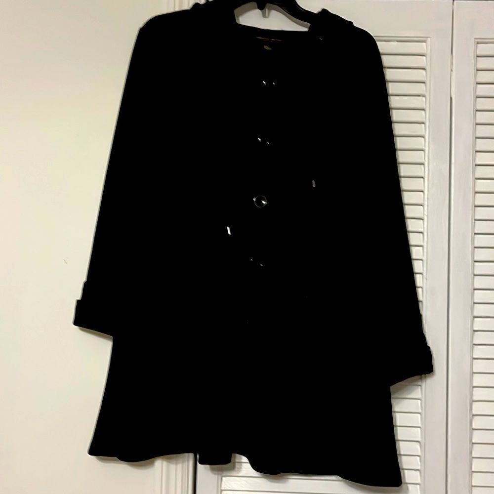 CHRISTIAN SIRIANO NEW YORK BLACK HOODED PEACOAT SIZE 1X. NEW WITHOUT TAG